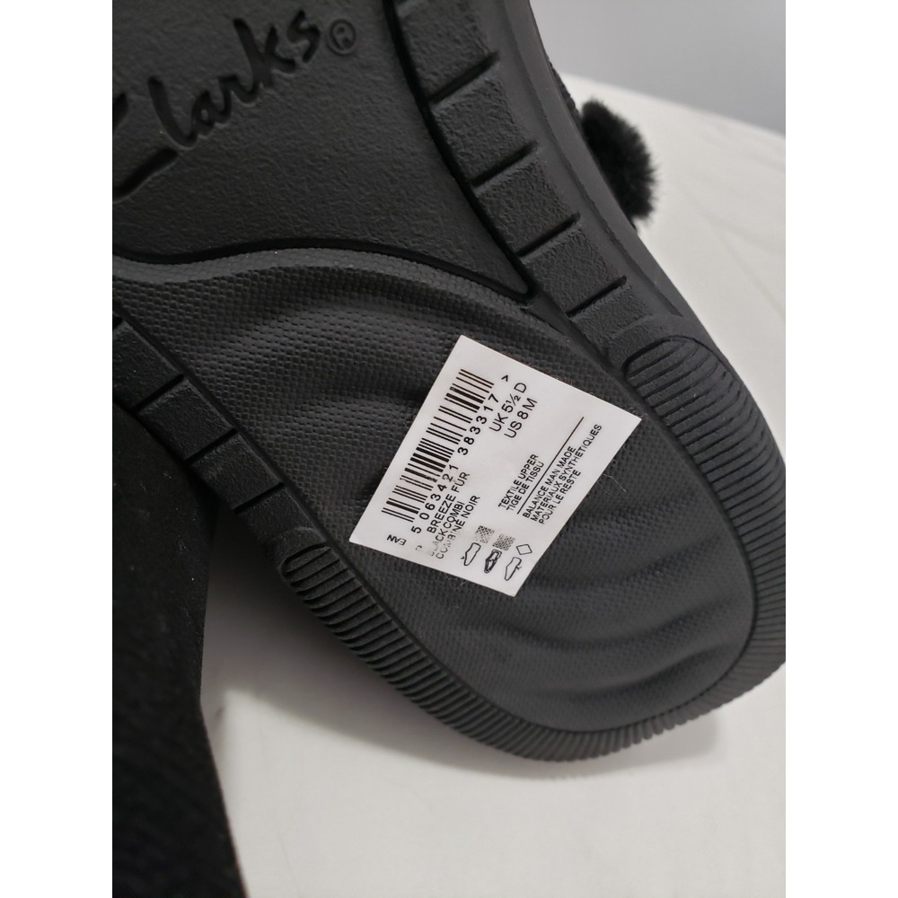 NEW NO BOX SIZE 8 Clarks Cloudsteppers Breeze Faux Fur Slip On Ankle Boots Black - Picture 6 of 7
